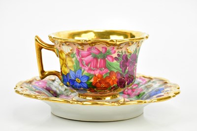 Lot 2374 - DRESDEN; a good hand painted teacup and saucer,...