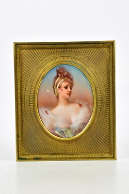 Lot 2412 - T. LEROY; a 19th century enamel plaque of oval...