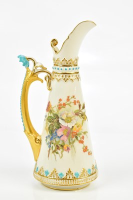 Lot 2447 - ROYAL WORCESTER; a painted blush ivory ewer...