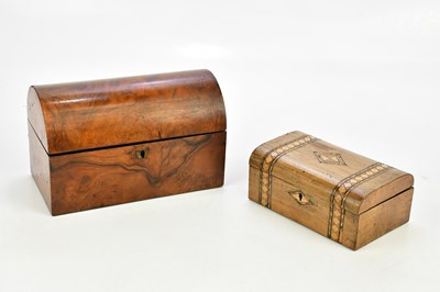 Lot 1559 - A Victorian walnut dome topped tea caddy, the...