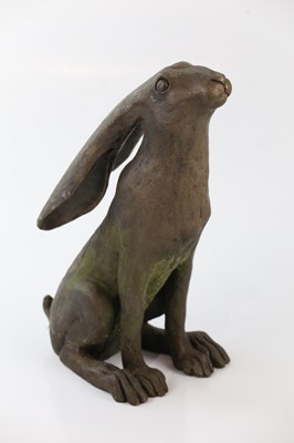 Lot 2091 - JOM; a bronzed resign model of a seated hare,...