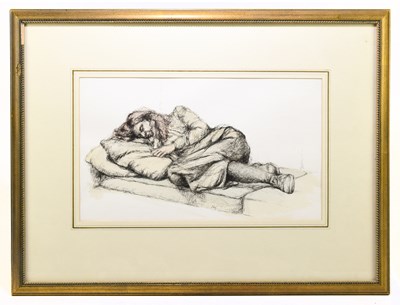 Lot 1262 - SHEILA WOOD; pencil and watercolour 'Reclining...