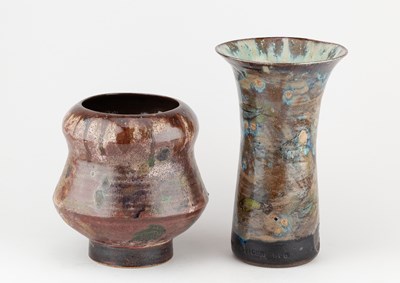 Lot 157 - ANDREW CHAMBERS; a stoneware vase with flared...