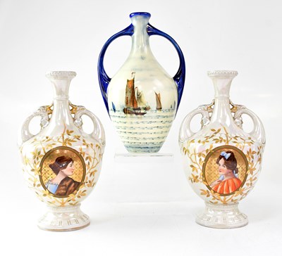 Lot 504 - Three Gerbruder Heuback porcelain twin-handled...
