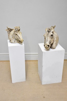 Lot 1703 - Two contemporary composite busts of horse's...