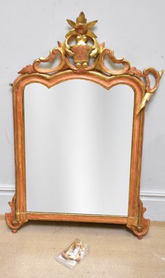 Lot 1080 - A 19th century carved gilt wood wall mirror,...