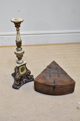 Lot 1564 - A decorative painted wood candleholder, on...