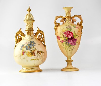 Lot 512 - ROYAL WORCESTER; two blush ware twin-handled...