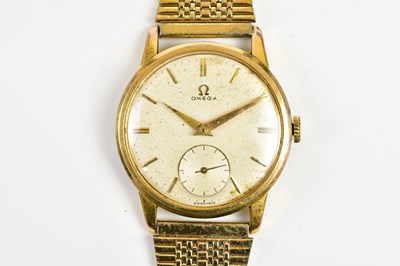 Lot 613 - OMEGA; a gentleman’s gold plated wristwatch,...