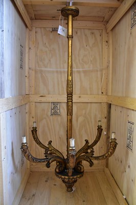 Lot 1783 - An Italian style carved gilt wood six branch...