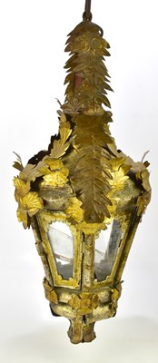 Lot 1803 - A modern gilt metal hanging lantern, with cast...