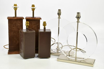 Lot 1802 - Three pairs of modern table lamps, including a...