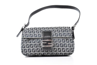 Lot 762 - FENDI; a navy blue Zucca monogram canvas print...