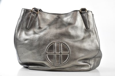 Lot 764 - HUGO BOSS; a large metallic silver pebbled...