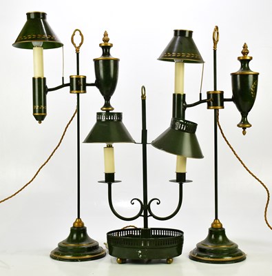 Lot 1793 - A pair of green and gilt Empire style...