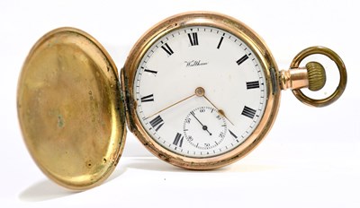 Lot 1834 - WALTHAM; a gold plated crown wind full Hunter...