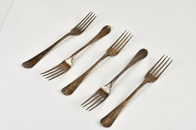 Lot 2123 - Five French Continental 800 grade dinner forks,...