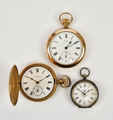 Lot 684 - ELGIN; a gold plated crown wind full hunter...