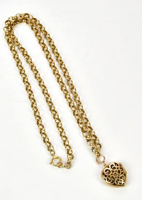 Lot 241 - A 9ct yellow gold pierced heart shaped locket...