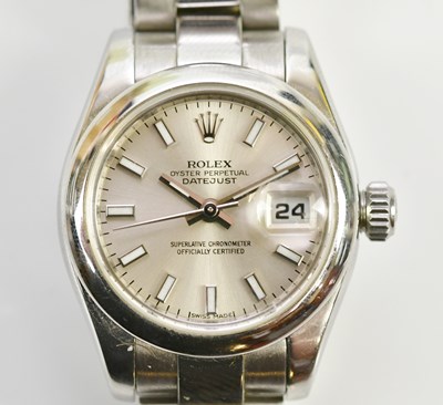 Lot 543 - ROLEX; a lady's stainless steel Oyster...
