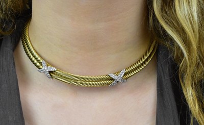 Lot 1091 - DAVID YURMAN; a 14ct yellow gold diamond set...