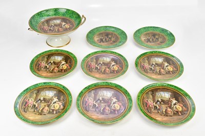 Lot 2879 - F & R PRATT & CO; a dessert set of six plates,...