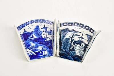 Lot 2436 - Two 18th century English pearlware asparagus...