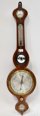 Lot 175 - A 19th century mahogany banjo barometer, the...
