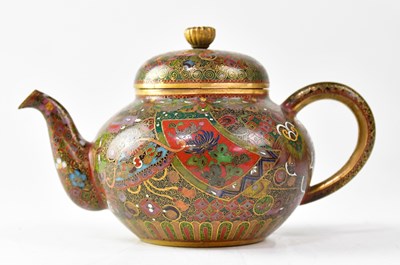 Lot 311 - A cloisonné teapot decorated with various...
