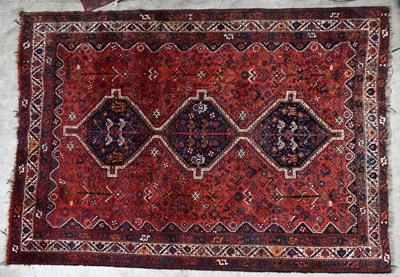 Lot 1443 - A Bokara-type rug with stylised detail to the...