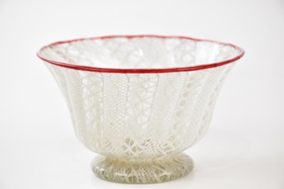 Lot 2168 - SALVIATI MURANO; a complex cane footed bowl,...