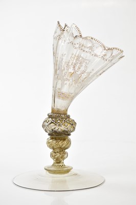 Lot 2109 - FACON DE VENISE; a goblet with enamelled and...