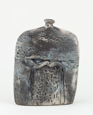 Lot 475 - PETER HAYES (born 1946); a raku bottle with...