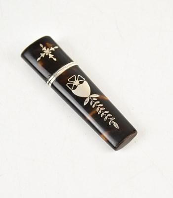 Lot 2491 - A Georgian tortoiseshell and white metal...