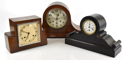 Lot 1381 - A Victorian ebonised mantel clock, the drum...