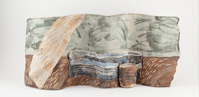 Lot 390 - LYN LOVITT (born 1941); a stoneware flower...