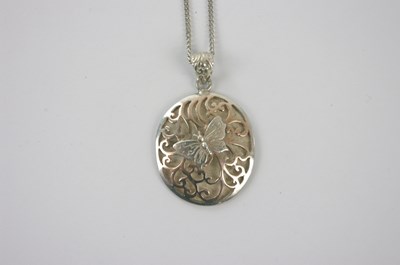 Lot 504 - A 925 grade silver butterfly pendant on chain,...