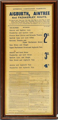 Lot 738 - A Liverpool Corporation Tramway price list for...