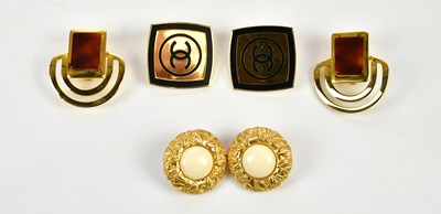 Lot 865 - CHANEL; a pair of large c. 1980's clip-on...