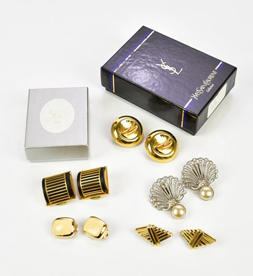 Lot 861 - CHRISTIAN DIOR; a pair of gold tone and cream...