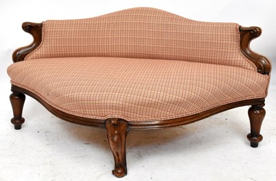 Lot 1636 - A 19th century love seat upholstered in a red...