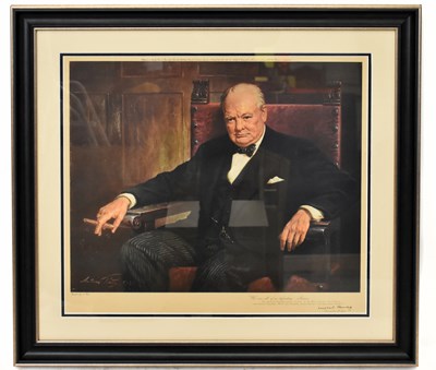 Lot 924 - AFTER ARTHUR PAIN; print of Sir Winston...