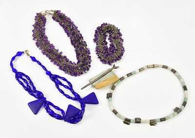 Lot 1937 - ALISON EVANS; an oxidised silver and purple...