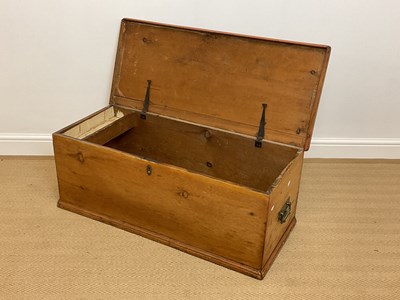 Lot 504 - A 19th century pine blanket box with candle...