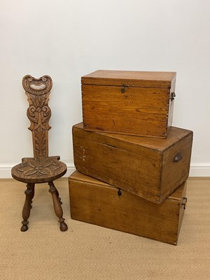 Lot 505 - Two small pine boxes, an oak example, width 66....