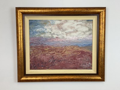 Lot 319 - P A GODLEY; acrylic on card, landscape, signed,...