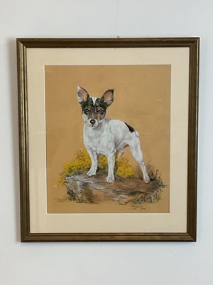 Lot 290 - E W HAYMAN; pastel, study of a dog, signed and...