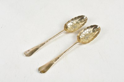 Lot 2372 - A pair of of George II hallmarked silver berry...