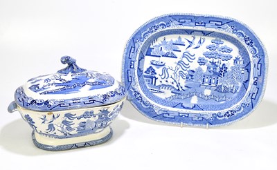 Lot 769 - A 19th century blue and white ironstone meat...