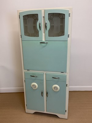 Lot 489 - A re-painted 1960s kitchen cabinet/chef's...